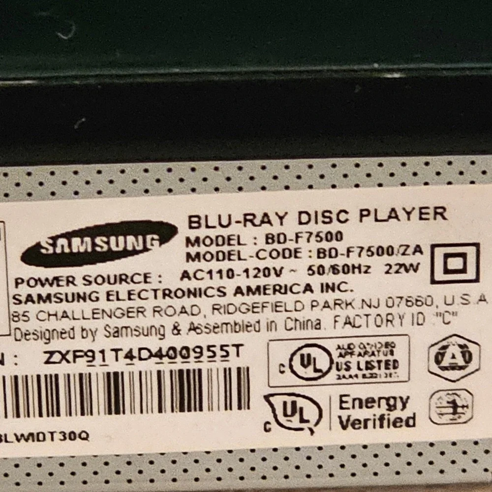 Samsung BD-F7500 3D Blu-ray Disc Player Silver Black BD-F7500/ZA High End‎